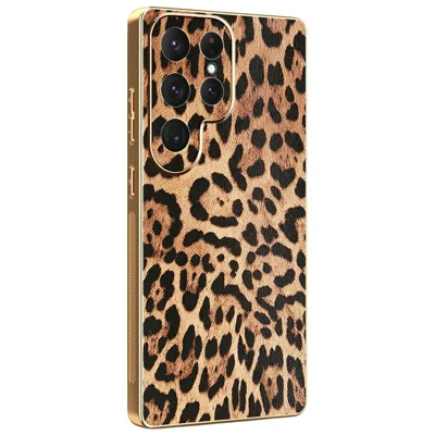 Samsung Galaxy S24 Ultra Hoesje Luipaardprint PU Leer Gecoat PC + TPU Electroplated Telefoonhoesje