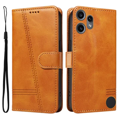 For Nothing CMF Phone 2 Pro Wallet Case T-Shape Lines Leather Phone Cover Stand - Brown