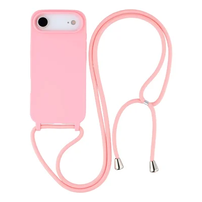 For iPhone Air Case TPU Soft Shockproof Phone Cover with Adjustable Lanyard - Pink