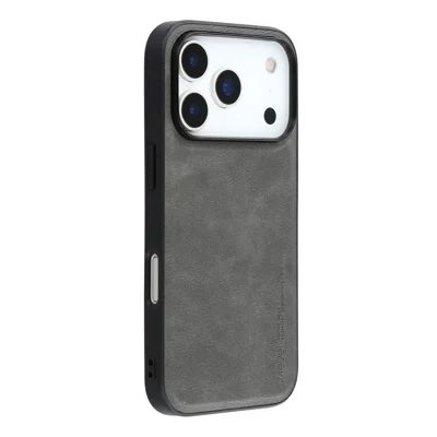 X-LEVEL Bojue-3 Series For iPhone 17 Pro Max Case Leather Coated PC + TPU Phone Back Cover - Grey