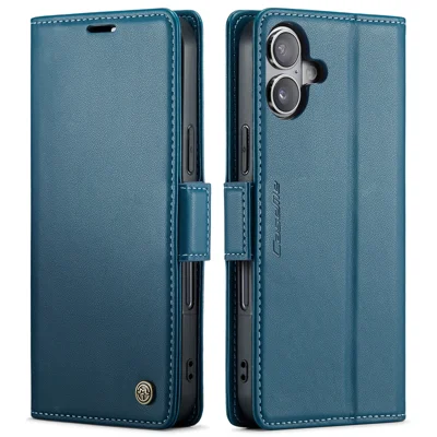 CASEME For iPhone 17 Case 023 Series RFID Blocking Glossy Stand Phone Cover - Blue