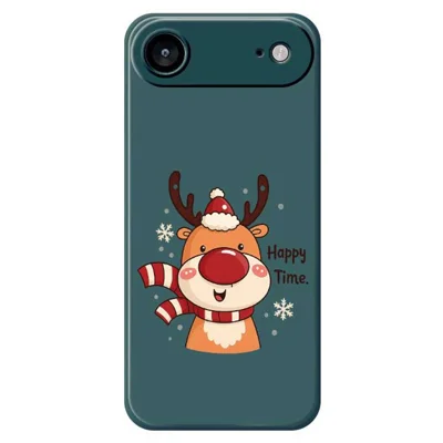 For iPhone Air Case Happy Time Deer Pattern Printing Straight Edge TPU Phone Back Cover - Green