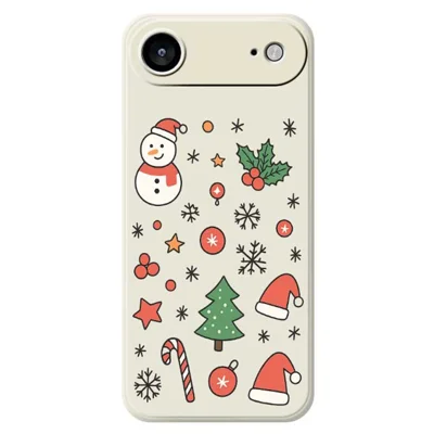 For iPhone Air Case Snowman and Santa Hat Pattern Printing Straight Edge TPU Phone Back Cover - Beige