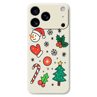 For iPhone 18 Pro Max / 17 Pro Max Case Christmas Snowman and Tree Pattern Printing Straight Edge TPU Phone Back Cover - Beige