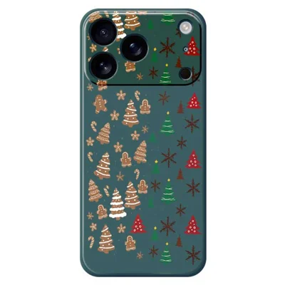 For iPhone 18 Pro / 17 Pro Case Christmas Tree Gingerbread Pattern Printing Straight Edge TPU Phone Back Cover - Green