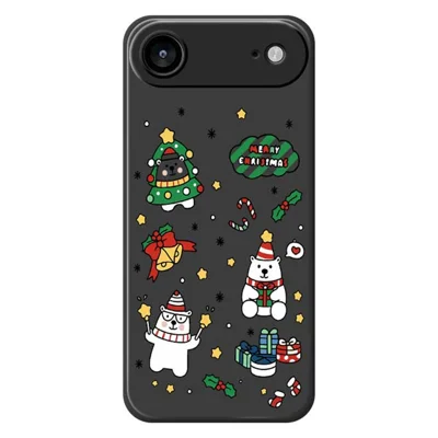 For iPhone Air Case Christmas Bears Pattern Printing Straight Edge TPU Phone Back Cover - Black