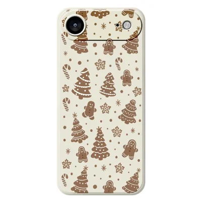 For iPhone Air Case Christmas Gingerbread Pattern Printing Straight Edge TPU Phone Back Cover - Beige