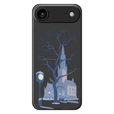 For iPhone Air Case Street Outside The Castle Pattern Printing Straight Edge TPU Phone Back Cover - Black