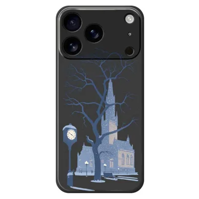 For iPhone 18 Pro Max / 17 Pro Max Case Street Outside The Castle Pattern Printing Straight Edge TPU Phone Back Cover - Black