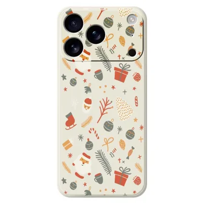 For iPhone 18 Pro Max / 17 Pro Max Case Candy Gifts Pattern Printing Straight Edge TPU Phone Back Cover - Beige