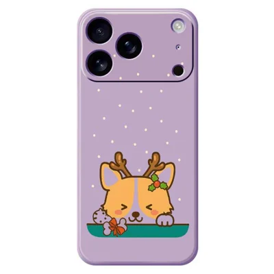 Voor iPhone 17 Pro-hoesje Schattig hertpatroon Rechte rand TPU telefoonhoesje - Paars