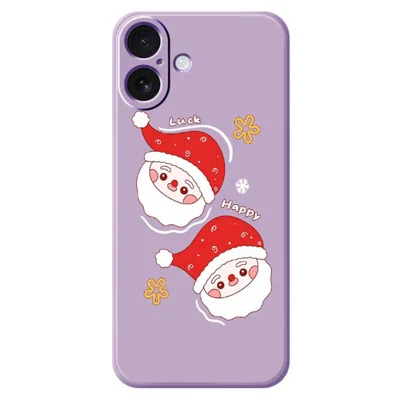 For iPhone 17 Case Cute Santa Claus Pattern Printing Straight Edge TPU Phone Back Cover - Purple