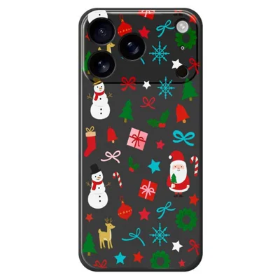 For iPhone 18 Pro Max / 17 Pro Max Case Christmas Decorations Pattern Printing Straight Edge TPU Phone Back Cover - Black