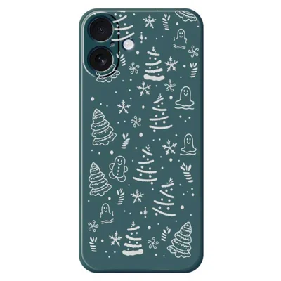 For iPhone 17 Hoesje Sneeuwvlok Gemberkoek Patroon Afdruk Rechte Rand TPU Telefoon Achterkant - Groen