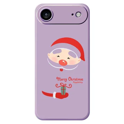 For iPhone Air Case Santa Claus Gift Pattern Printing Straight Edge TPU Phone Back Cover - Purple