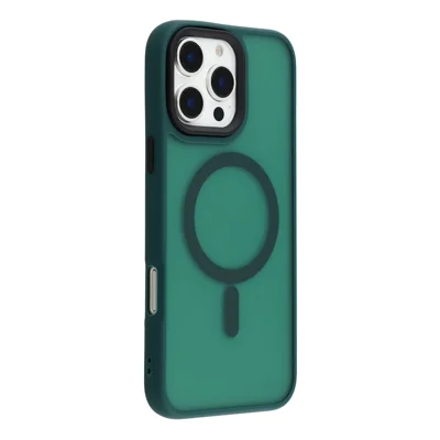 Voor iPhone 16 Pro Max hoesje compatibel met MagSafe Skin-Touch PC + TPU telefoonhoesje - Groen