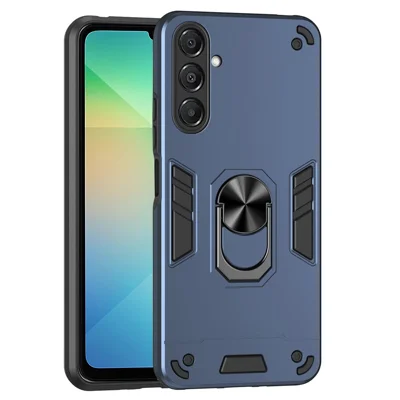 For Samsung Galaxy A18 5G / A18 4G / A17 5G / A17 4G Case PC + TPU Drop Defend Phone Cover with Ring Kickstand - Blue