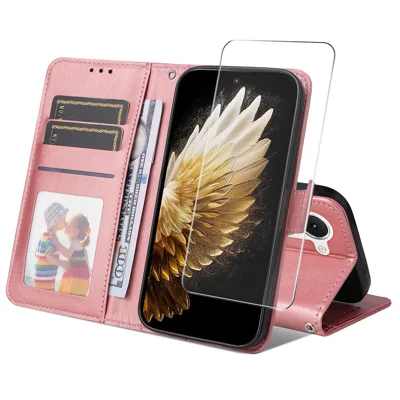 ENKAY HAT PRINCE For TECNO Spark 40 Pro 4G PU Leather Wallet Case   Phone Stand Cover with Tempered Glass - Pink