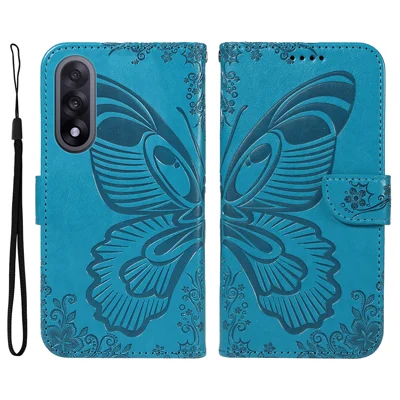For OnePlus Nord 5 5G / OnePlus Ace 5 Ultra 5G Case Butterfly Pattern PU Leather Folio Flip Phone Cover -  Blue