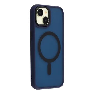 For iPhone 15 Plus Case Compatible with MagSafe Skin-Touch PC + TPU Phone Cover - Navy Blue