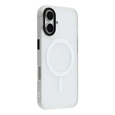 For iPhone 16 Plus Case Compatible with MagSafe Skin-Touch PC + TPU Phone Cover - Transparent White