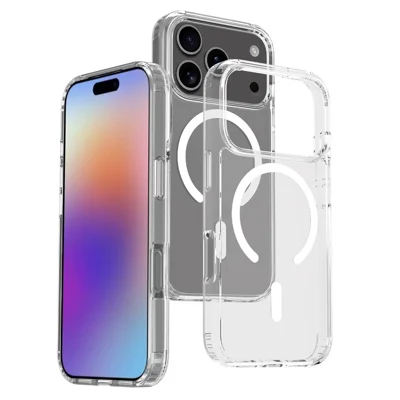 For iPhone 18 Pro / 17 Pro Magnetic Case 2.0mm Scratch Resistant TPU + PC Clear Phone Cover