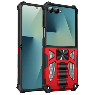 For Samsung Galaxy Z Flip7 5G Phone Case Kickstand Drop Protection PC + TPU Back Cover - Red