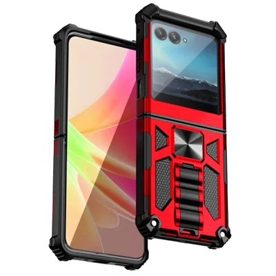 For Motorola Razr 40 Ultra 5G Phone Case Kickstand Drop Protection PC + TPU Back Cover - Red