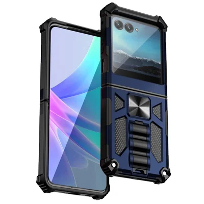 For Motorola Razr 40 Ultra 5G Phone Case Kickstand Drop Protection PC + TPU Back Cover - Blue