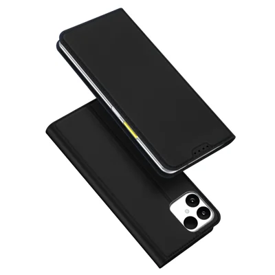 For Fairphone 6 Hoes DUX DUCIS Skin Pro Serie Leren Standhoes met Kaarthouder - Zwart