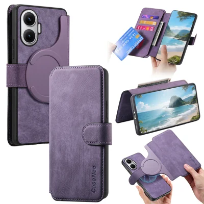 CASENEO For Xiaomi Redmi Turbo 4 Pro 5G Magnetic Case Detachable Leather Phone Wallet Cover - Purple