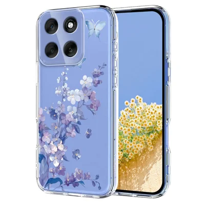 For Motorola Moto G56 5G Case Butterfly Floral Pattern Printing TPU Phone Back Cover - Violets