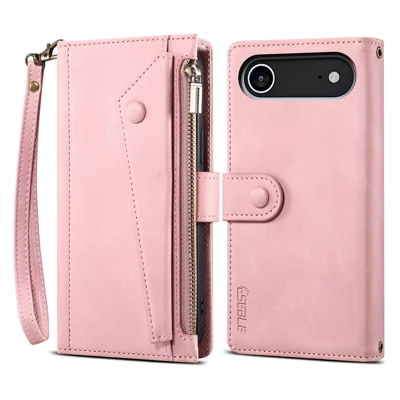 ESEBLE Star Series For iPhone Air Case Zipper Wallet Leather Stand Phone Cover with Wrist Strap - Rose Gold