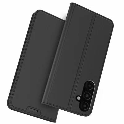 For Samsung Galaxy A18 5G / A18 4G / A17 5G / A17 4G Case PU Leather Phone Cover with Card Holder Stand - Black