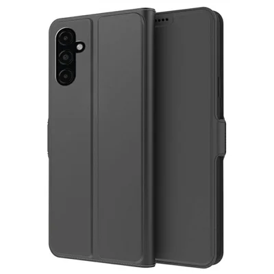 Obudowa do Samsung Galaxy M36 5G, odporna na wstrząsy, z tworzywa TPU i skórzanego materiału, z kieszenią na kartę - Czarny