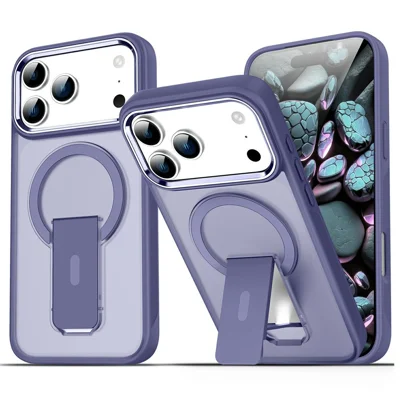 For iPhone 18 Pro / 17 Pro Case Compatible with MagSafe PC + TPU Phone Cover with Kickstand - Dark Purple