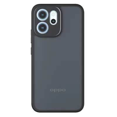 Voor Oppo Reno14 F 5G hoesje Skin-Touch TPU + PC matte telefoonhoes, Transparant Zwart