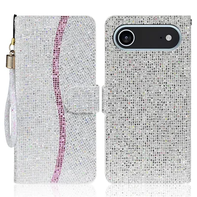 Til iPhone Air Case PU-læder Wallet med kortpladser, glitrende telefonbeskyttelse - Sølv