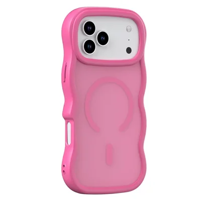 For iPhone 18 Pro Max / 17 Pro Max Case Compatible with MagSafe TPU + PC Phone Back Cover Skin Touch Wave Shape - Rose