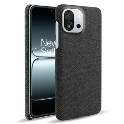 For OnePlus 13T 5G Phone Case Cloth Texture Anti-Scratch Protective PC Back Cover - Black