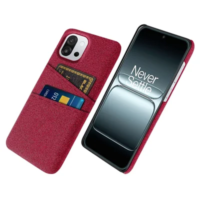 For OnePlus 13T 5G Case Cloth + Hard PC Phone Cover with Dual Card Slots - Red