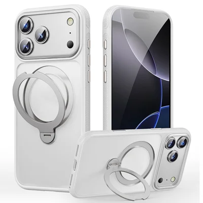 Til iPhone 17 Pro Max Case Kompatibel med MagSafe Faldsikker TPU PC Ståtelefondæksel - Hvid