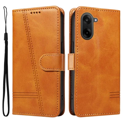Etui portfelowe T-Shape Lines z klapką z imitacji skóry z funkcją podpórki do OnePlus Nord CE5 5G / OnePlus Ace 5 Racing 5G - Brązowe