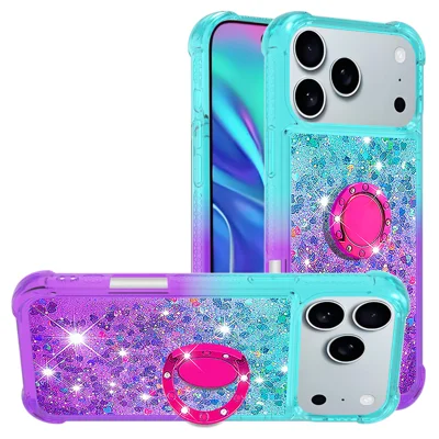 TPU-hoesje voor iPhone 17 Pro Max met standaard Gradiant Quicksand beschermhoes - Hemelsblauw+Paars