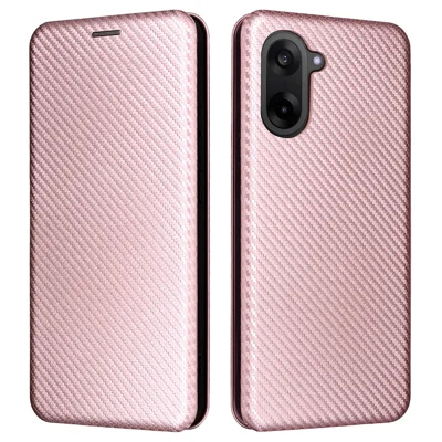 Futera na OnePlus Ace 5 Racing 5G / Nord CE5 5G z fakturą węglową odporna na upadek, pokrowiec z tworzywa sztucznego PU - różowe złoto