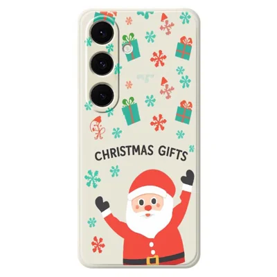 For Samsung Galaxy S24 FE Case Christmas Gifts Pattern Printing Straight Edge TPU Phone Back Cover - Beige