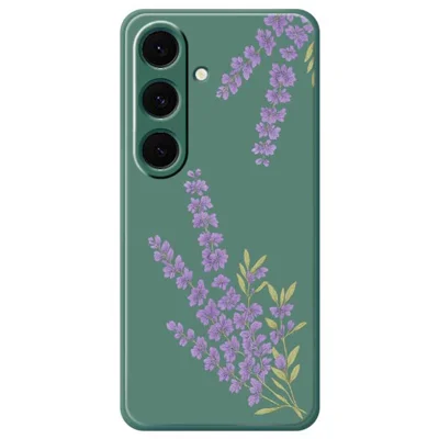 For Samsung Galaxy S24 FE Case Lavender Pattern Printing Straight Edge TPU Phone Back Cover - Green
