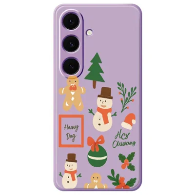 For Samsung Galaxy S24 FE Case Christmas Snowman Pattern Printing Straight Edge TPU Phone Back Cover - Purple