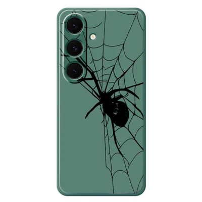 For Samsung Galaxy S24 FE Case Spider Pattern Printing Straight Edge TPU Phone Back Cover - Green