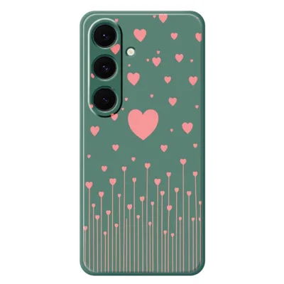 For Samsung Galaxy S24 FE Case Pink Love Pattern Printing Straight Edge TPU Phone Back Cover - Green